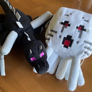 Minecraft Plush Enderdragon 24in by24in and ghost creeper 12 in by 10 in